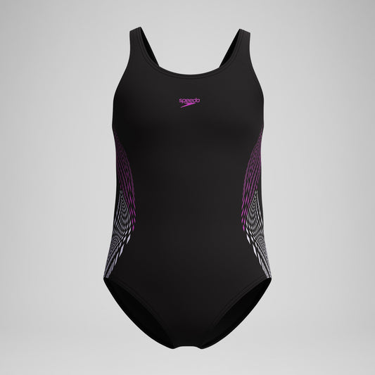 Girls' Placement Muscleback Swimsuit Black/Pink | Speedo