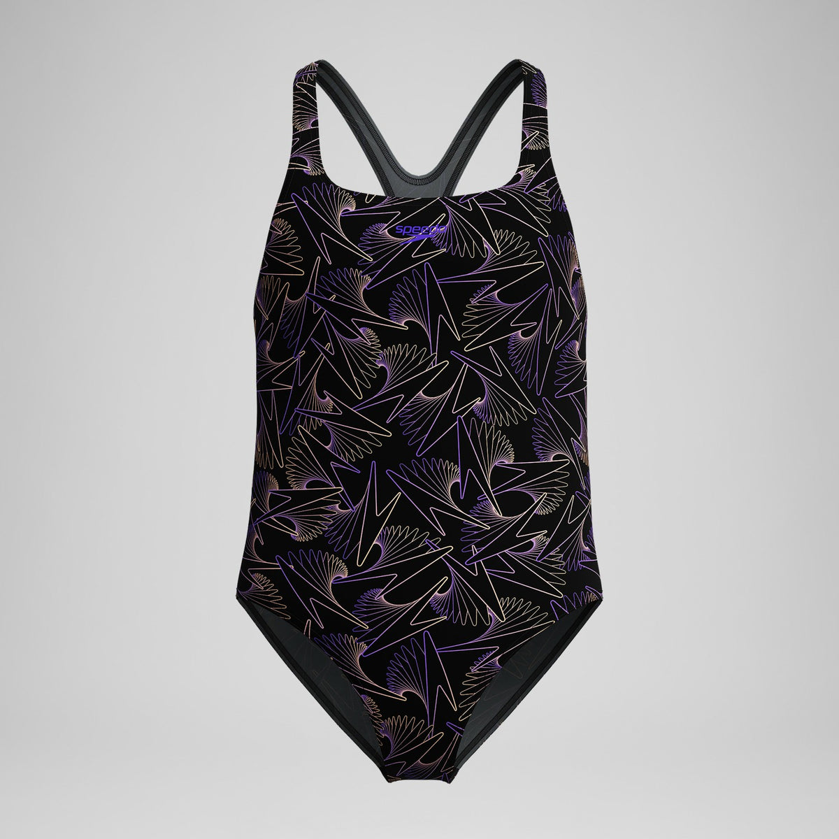 Girls Hyperboom Medalist Allover Print Swimsuit Black/Peach | Speedo