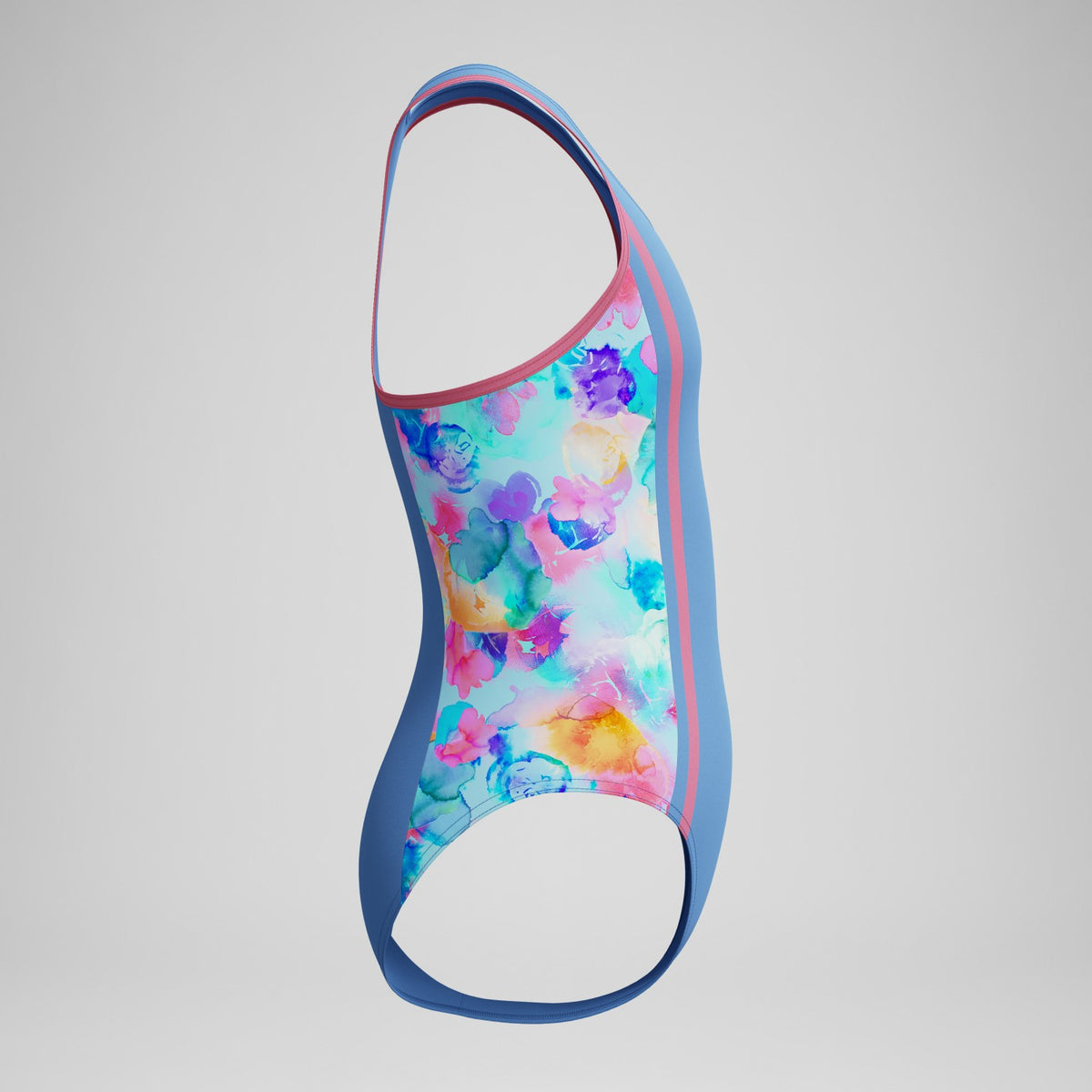 Girls Printed Spliced Racerback Swimsuit Blue | Speedo