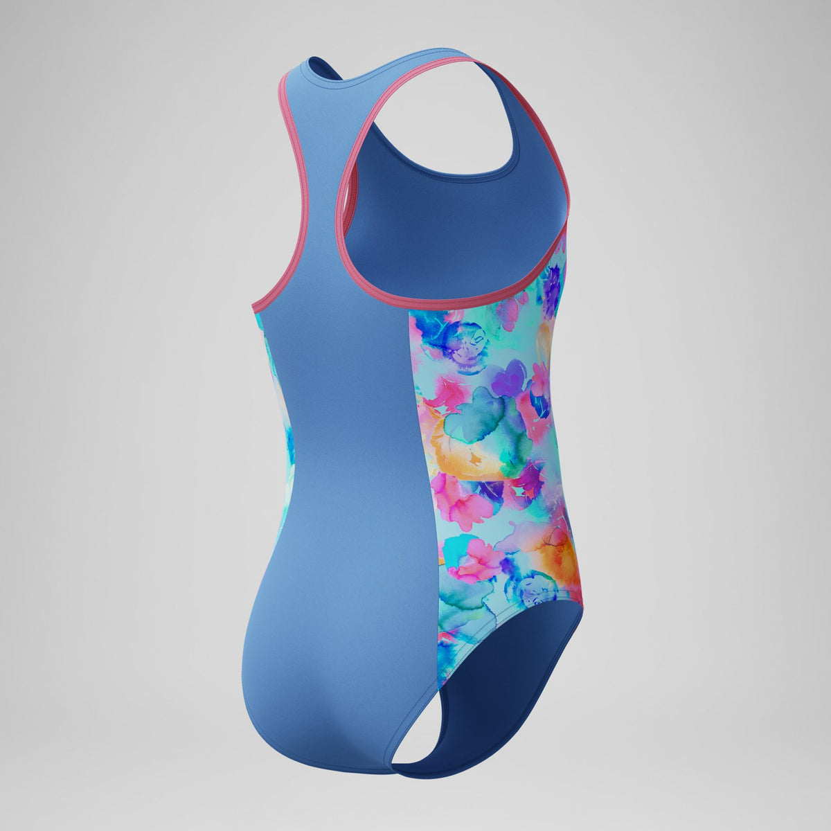 Girls Printed Spliced Racerback Swimsuit Blue | Speedo