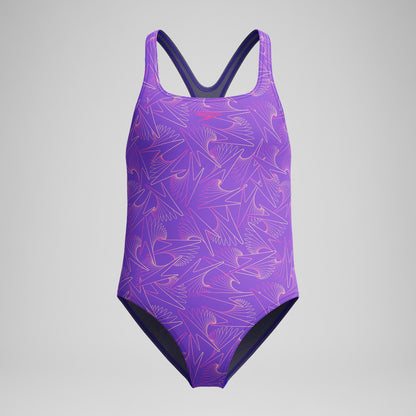 Girls Hyperboom Medalist Allover Print Swimsuit Purple/Pink | Speedo