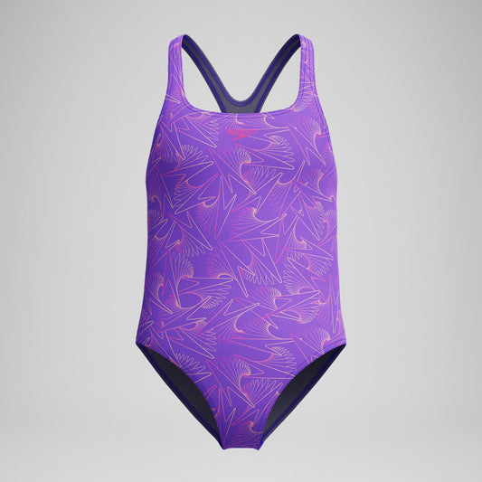 Girls Hyperboom Medalist Allover Print Swimsuit Purple/Pink | Speedo