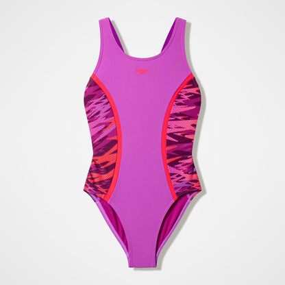 Girls Hyperboom Splice Muscleback Swimsuit Pink | Speedo