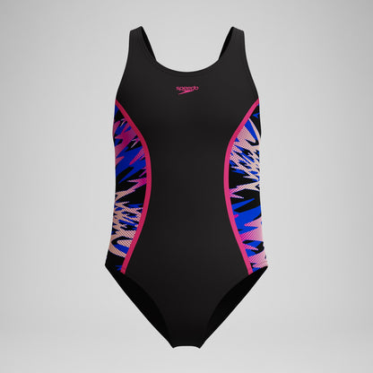Girls Hyperboom Splice Muscleback Swimsuit Black/Pink | Speedo