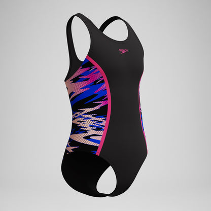 Girls Hyperboom Splice Muscleback Swimsuit Black/Pink | Speedo