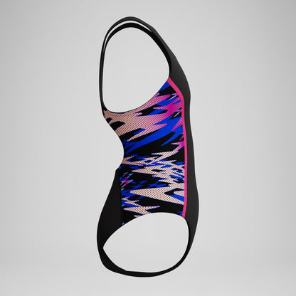Girls Hyperboom Splice Muscleback Swimsuit Black/Pink | Speedo