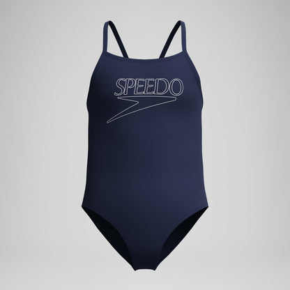 Girls Endurance+ Logo Thinstrap Swimsuit Navy | Speedo
