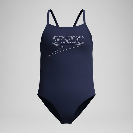 Girls Endurance+ Logo Thinstrap Swimsuit Navy | Speedo