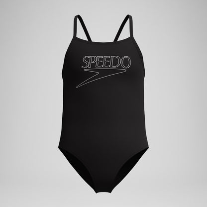 Girls Endurance+ Logo Thinstrap Swimsuit Black | Speedo