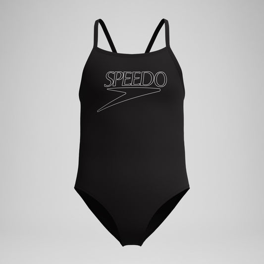 Girls Endurance+ Logo Thinstrap Swimsuit Black | Speedo
