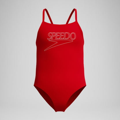 Girls Endurance+ Logo Thinstrap Swimsuit Red | Speedo
