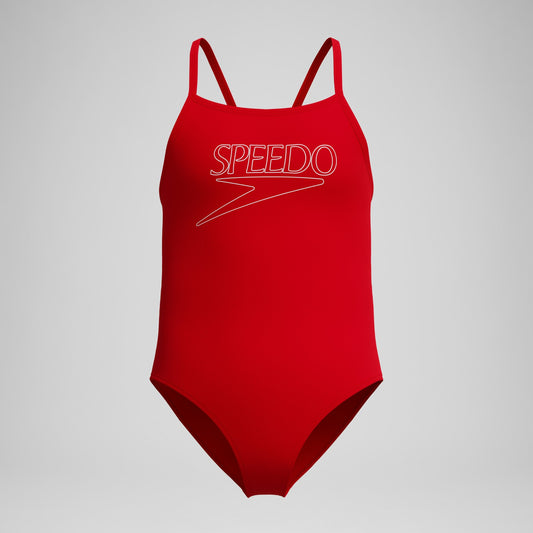 Girls Endurance+ Logo Thinstrap Swimsuit Red | Speedo