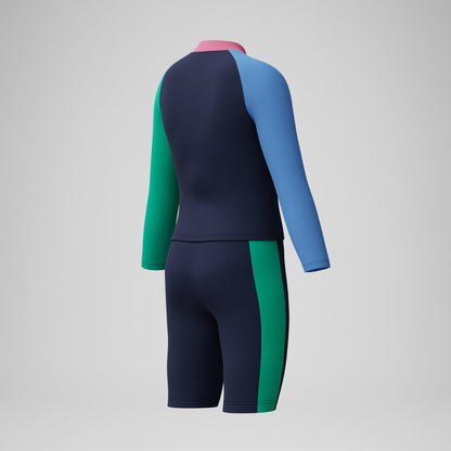 Girls' Colourblock Rash Top & Jammer Set Black/Pink | Speedo
