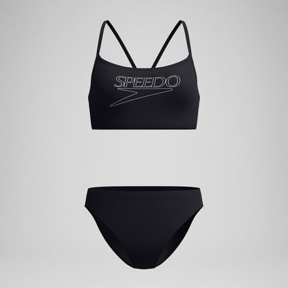 Endurance+ Logo Thinstrap Bikini Set Black | Speedo