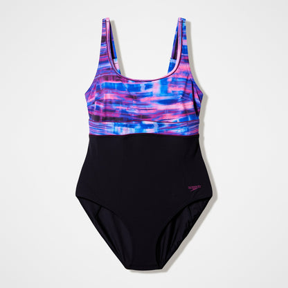 Contour Eclipse Printed Swimsuit Black/Pink | Speedo