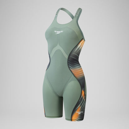 Fastskin LZR Pure Intent 2.0 Openback Kneeskin Green/Orange | Speedo