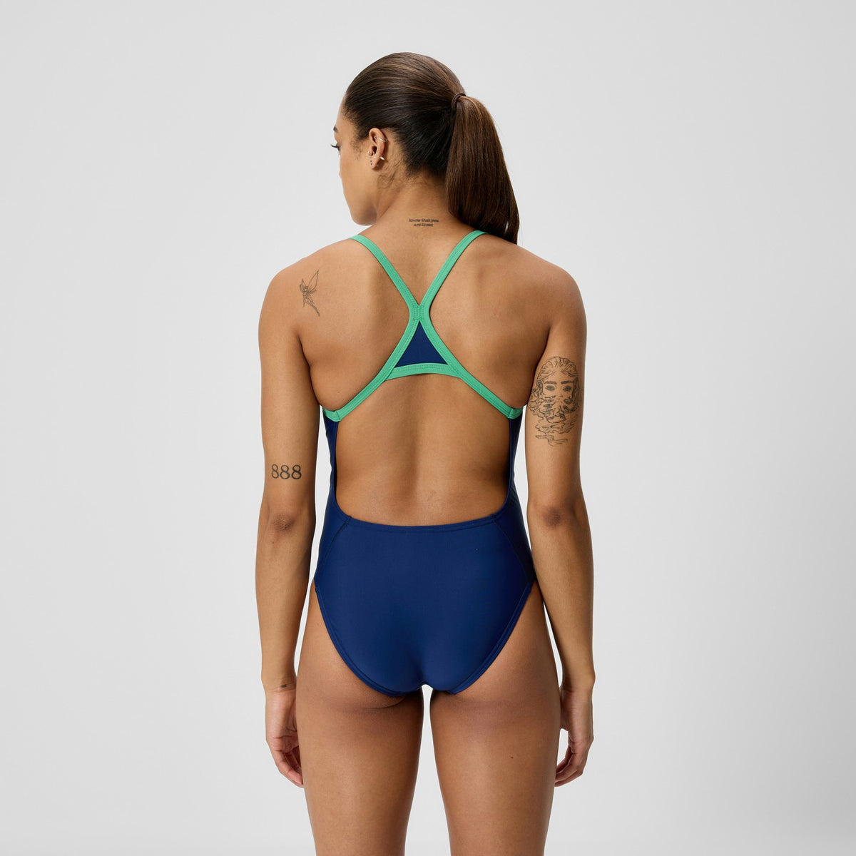 Club Training Turnback Swimsuit Navy/Green | Speedo