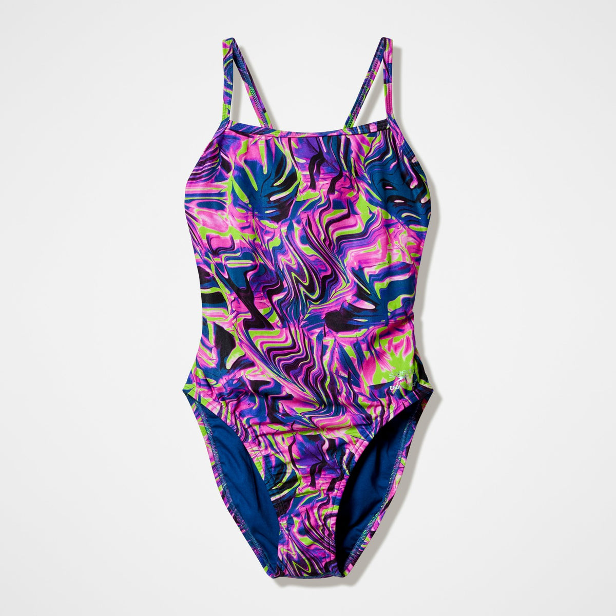 Club Training Printed Web Back Swimsuit Pink/Navy | Speedo