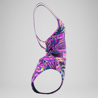 Club Training Printed Web Back Swimsuit Pink/Navy | Speedo