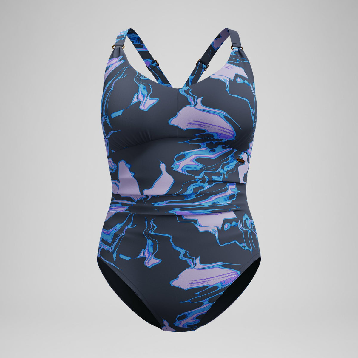 Shaping Printed V Neck Swimsuit Purple/Grey | Speedo