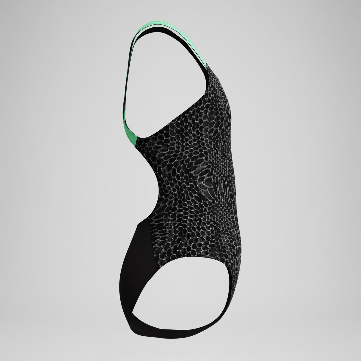 Girls Allover Powerback Swimsuit Black/Green | Speedo