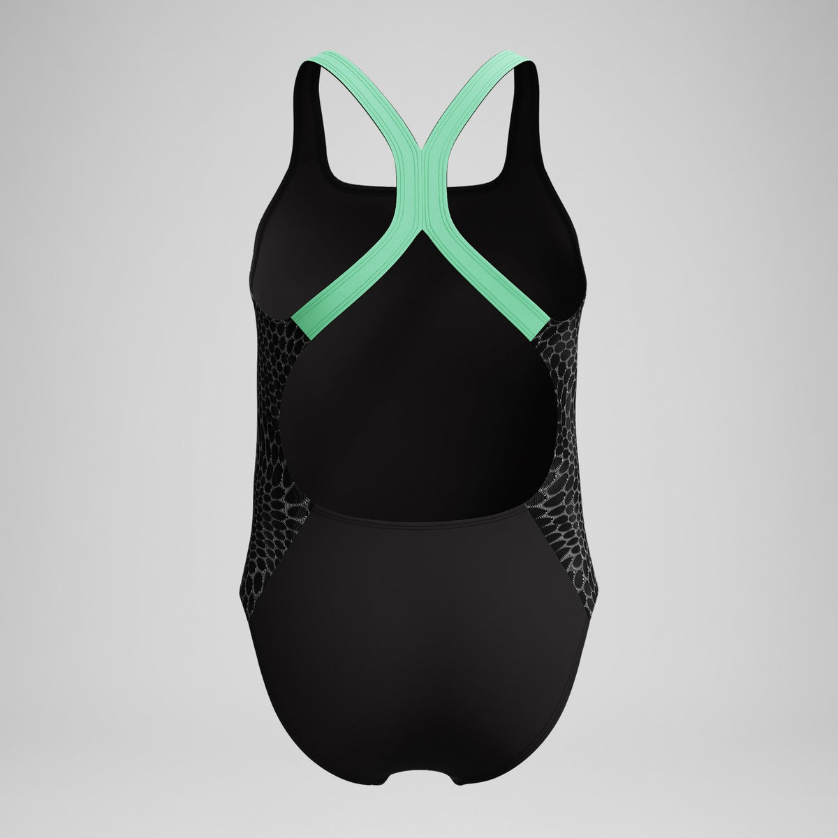 Girls Allover Powerback Swimsuit Black/Green | Speedo