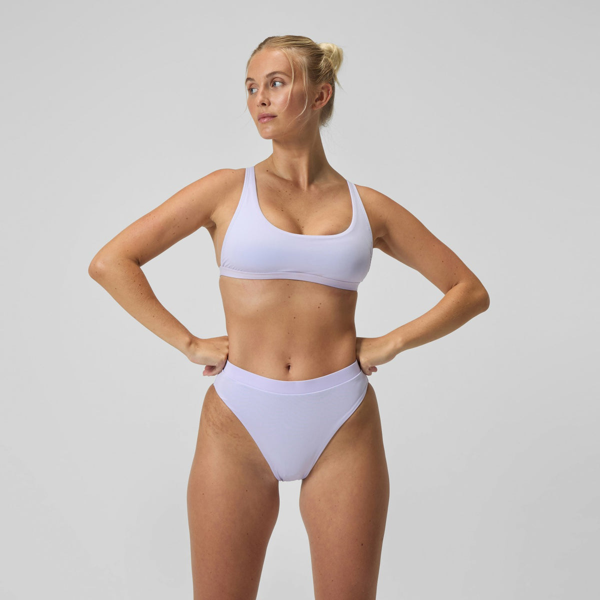 FLU3NTE Solid Hi Waist Bikini Bottom Lilac | Speedo