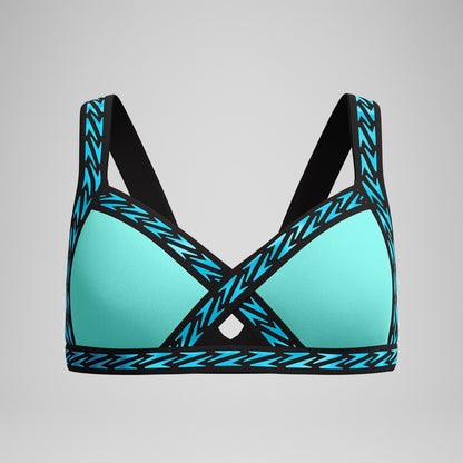 FLU3NTE Logo Elastic Bikini Top Turquoise | Speedo