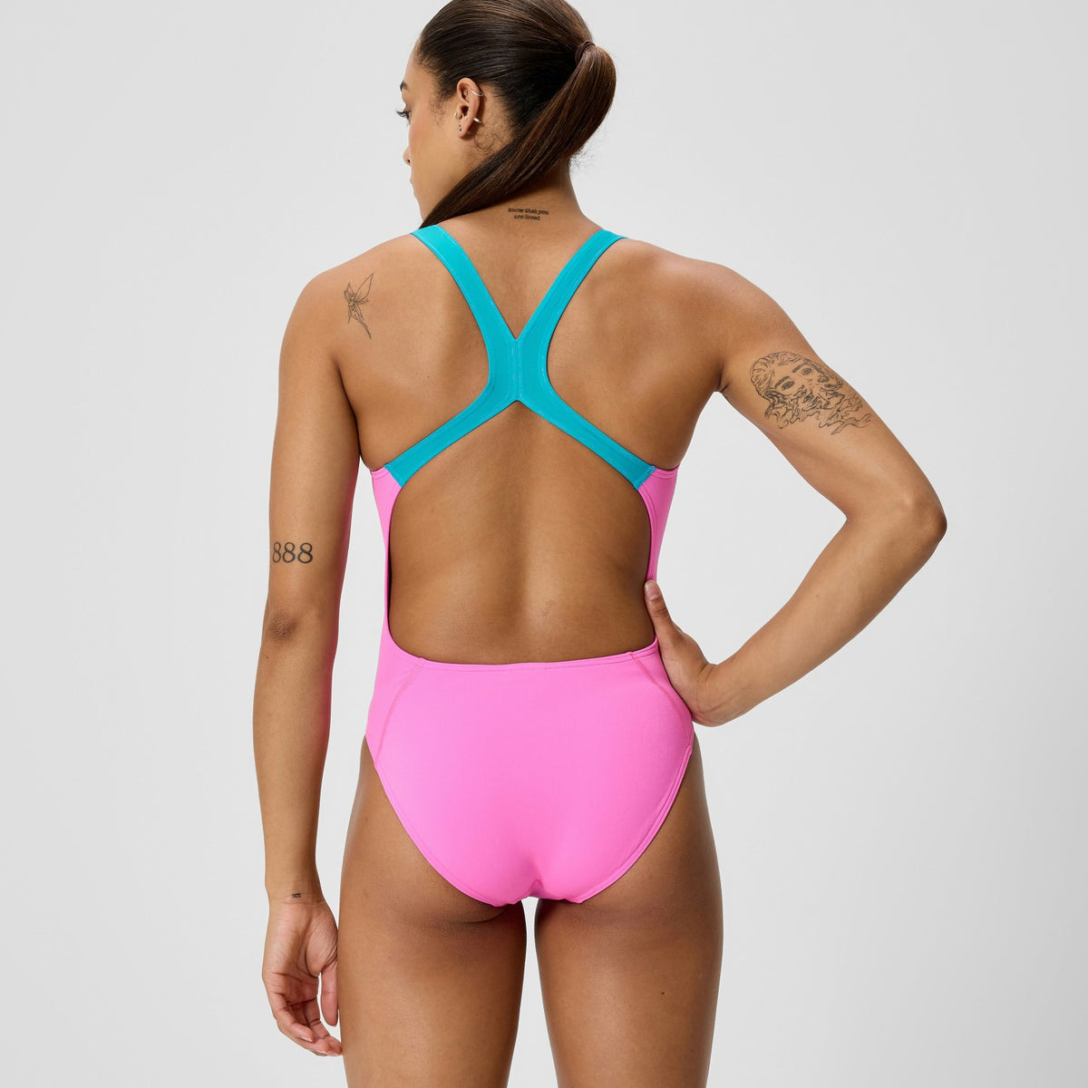Club Training Powerback Swimsuit Pink/Blue | Speedo