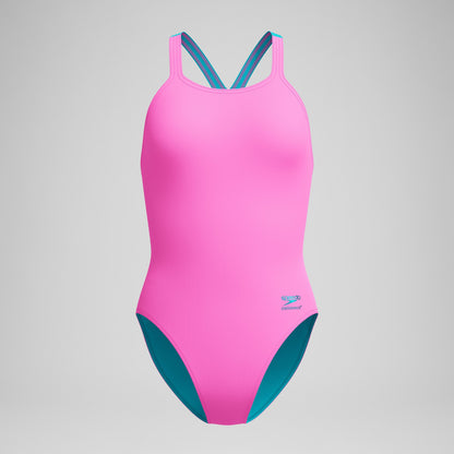 Club Training Powerback Swimsuit Pink/Blue | Speedo