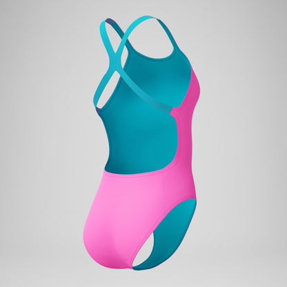 Club Training Powerback Swimsuit Pink/Blue | Speedo