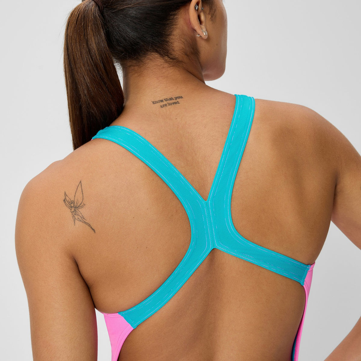 Club Training Powerback Swimsuit Pink/Blue | Speedo