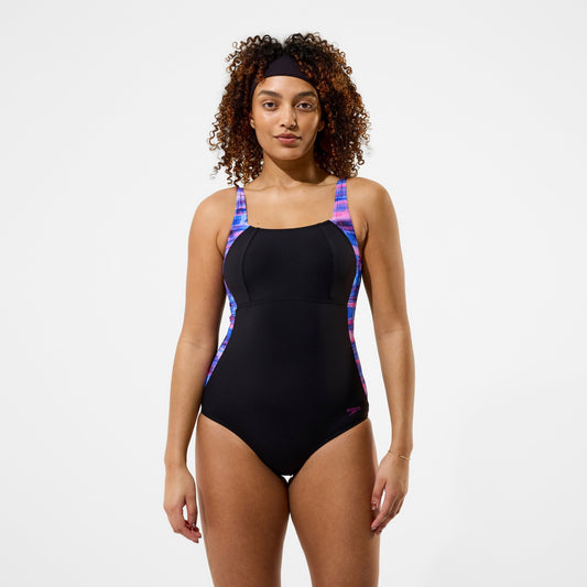 Luna Lustre Printed Swimsuit Black/Pink | Speedo
