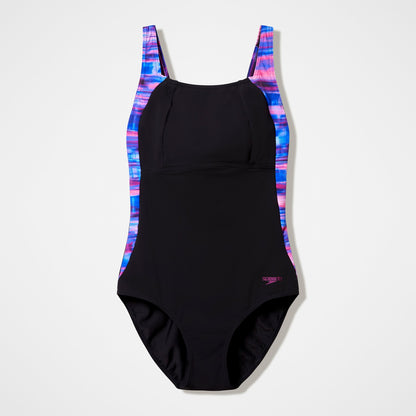 Luna Lustre Printed Swimsuit Black/Pink | Speedo