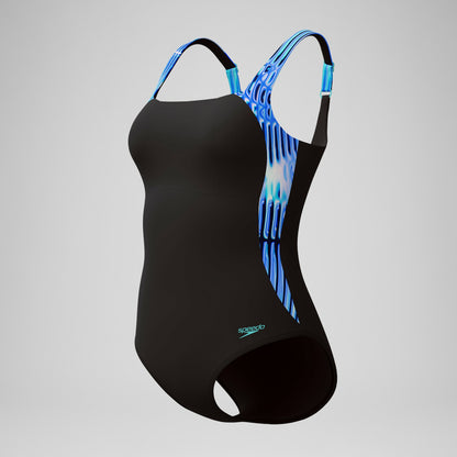 Shaping Printed LunaLustre Swimsuit Navy/Purple | Speedo