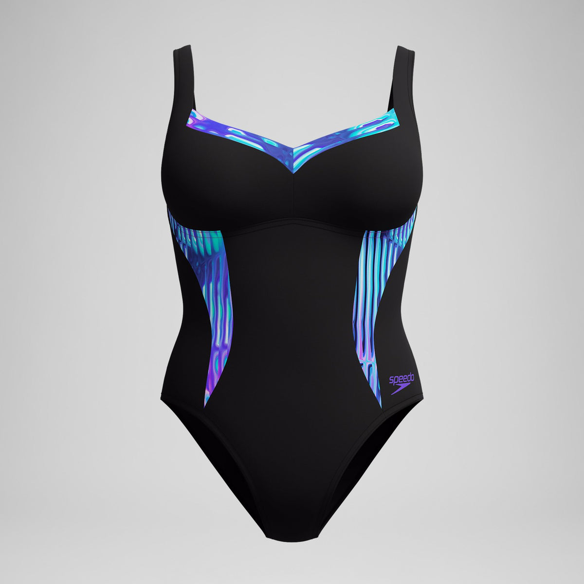 Shaping Printed LunaElustre Swimsuit Black/Purple | Speedo