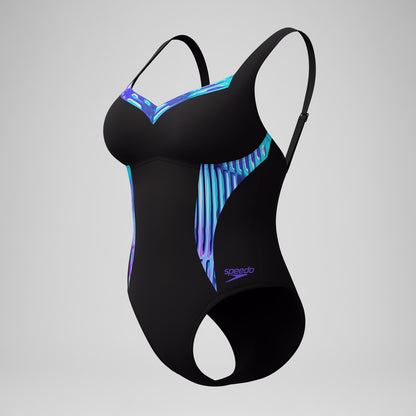 Shaping Printed LunaElustre Swimsuit Black/Purple | Speedo