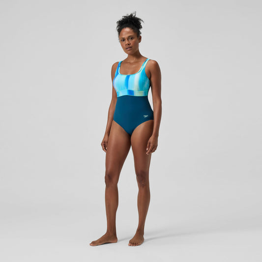 Shaping Printed Contour Eclipse Swimsuit DarkTeal/Green | Speedo