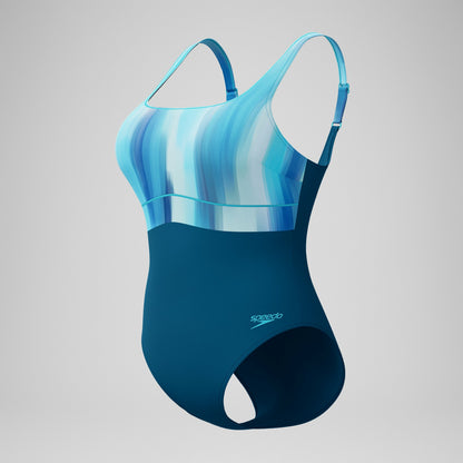 Shaping Printed Contour Eclipse Swimsuit DarkTeal/Green | Speedo