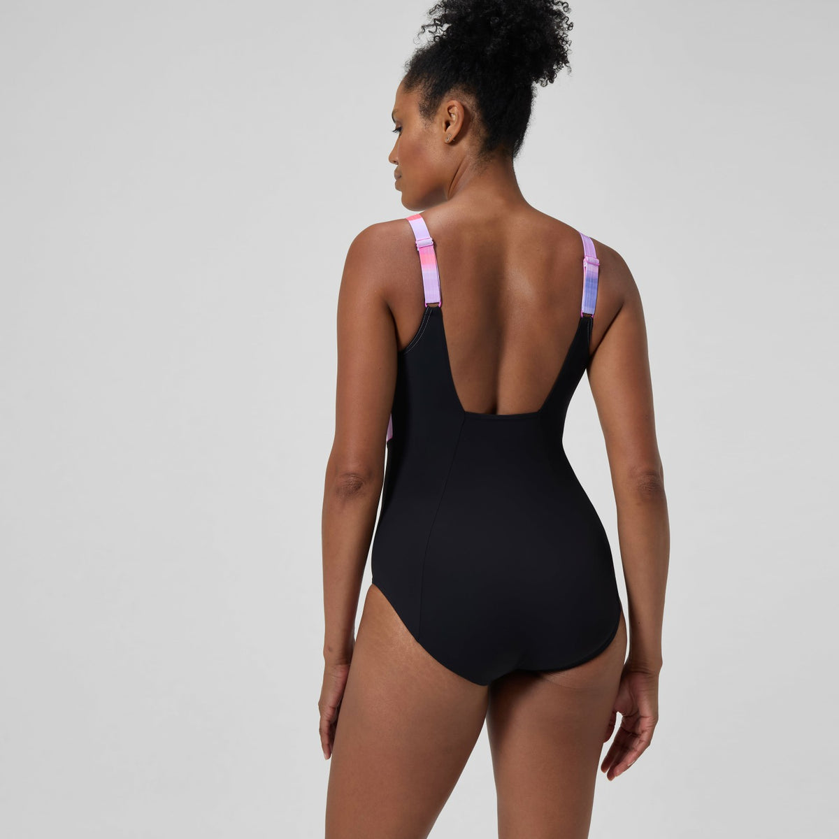 Shaping Printed Contour Eclipse Swimsuit Black/Pink | Speedo