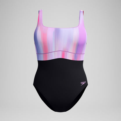 Shaping Printed Contour Eclipse Swimsuit Black/Pink | Speedo