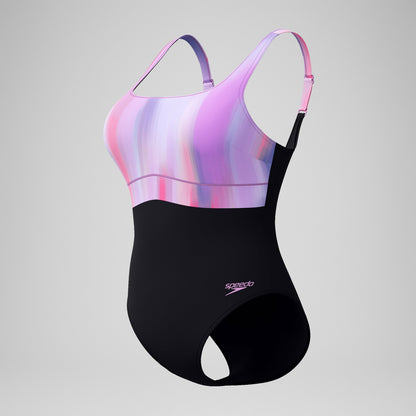 Shaping Printed Contour Eclipse Swimsuit Black/Pink | Speedo