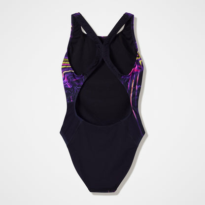 Club Training Printed Powerback Swimsuit Purple/Black | Speedo