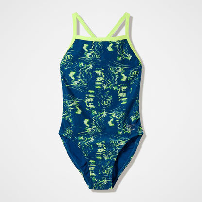 Club Training Printed Turnback Swimsuit Blue/Green | Speedo