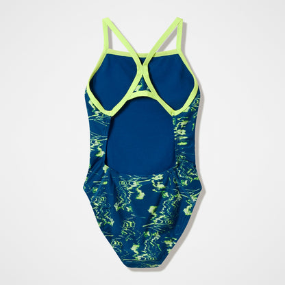Club Training Printed Turnback Swimsuit Blue/Green | Speedo