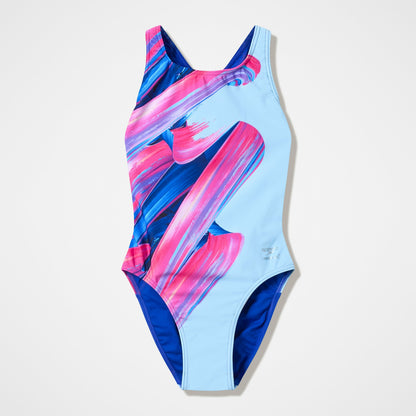 Club Training Printed Powerback Swimsuit Blue/Pink | Speedo
