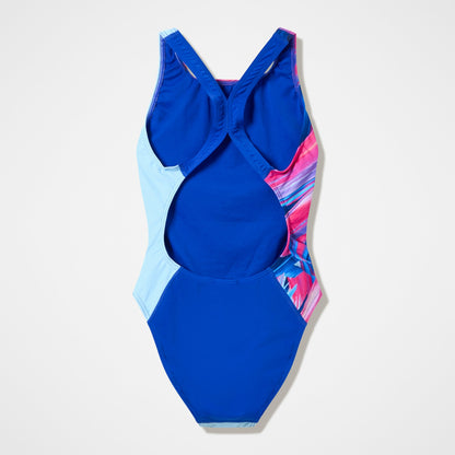 Club Training Printed Powerback Swimsuit Blue/Pink | Speedo