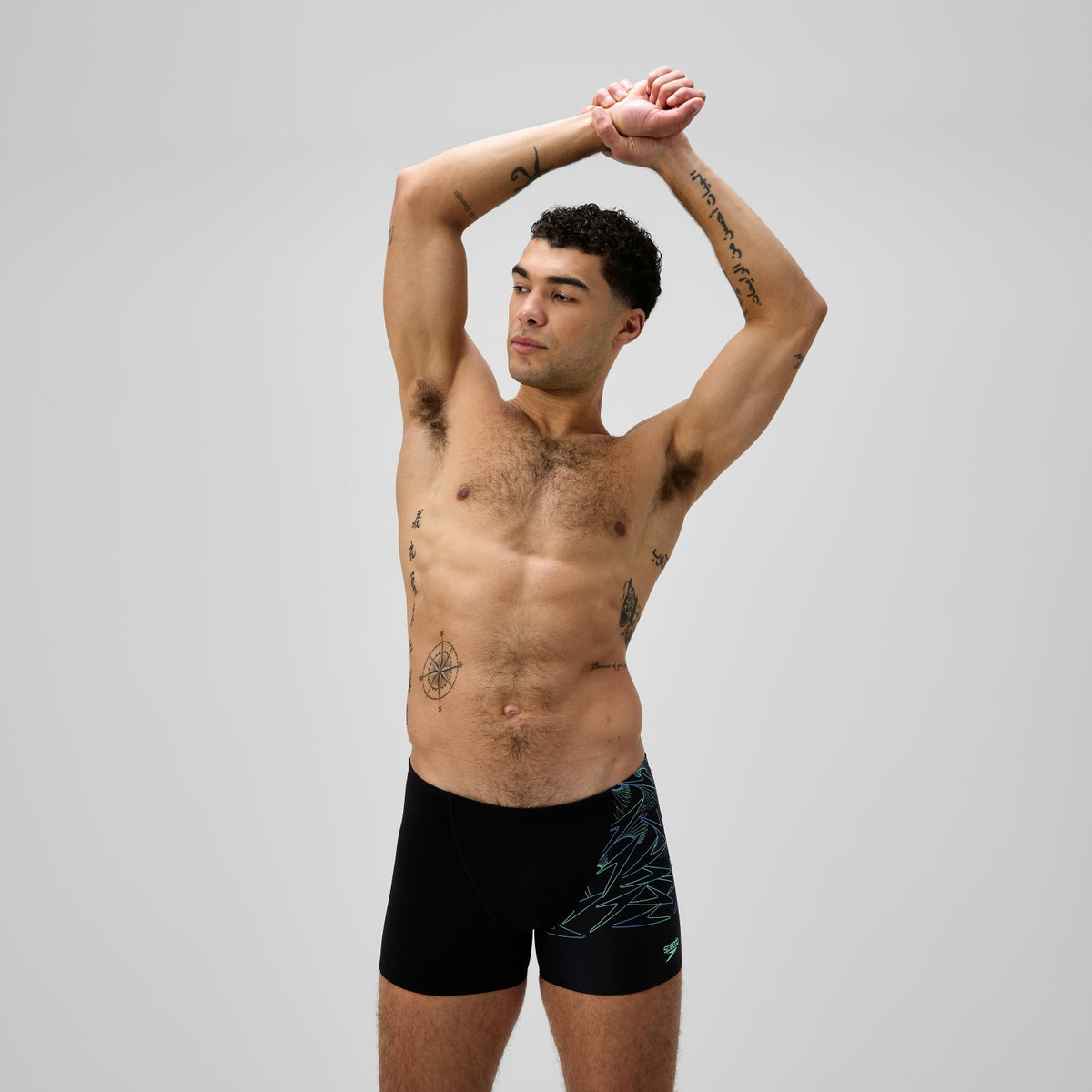 Hyperboom V-Cut Aquashorts Black/Green | Speedo