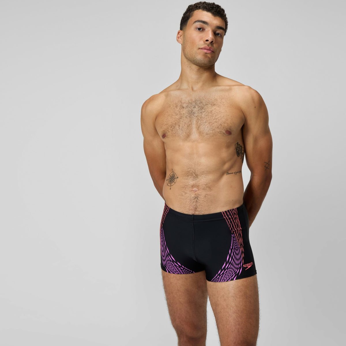 Duo Logo Print Aquashorts Black/Coral | Speedo