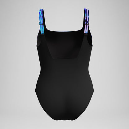Shaping Printed Contour Eclipse Swimsuit Black/Purple | Speedo
